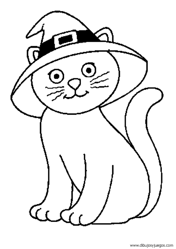 dibujo-de-halloween-gato-001 | Dibujos y juegos, para pintar y colorear