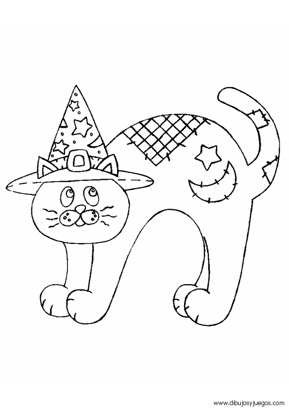 dibujo-de-halloween-gato-024 | Dibujos y juegos, para pintar y colorear