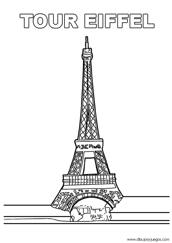 dibujos-de-paris-francia-004-torre-eiffel | Dibujos y juegos, para pintar y  colorear