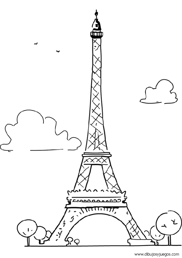 Dibujos De Paris Francia 005 Torre Eiffel Dibujos Y Juegos Para Pintar Y Colorear