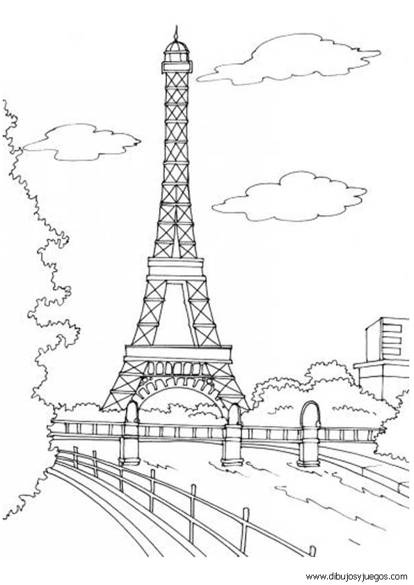 dibujos-de-paris-francia-006-torre-eiffel | Dibujos y juegos, para pintar y  colorear