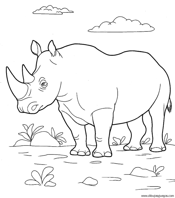 dibujo-de-rinoceronte-013 | Dibujos y juegos, para pintar y colorear