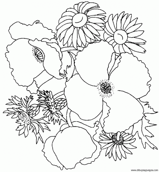 dibujo-flores-ramos-009 | Dibujos y juegos, para pintar y colorear